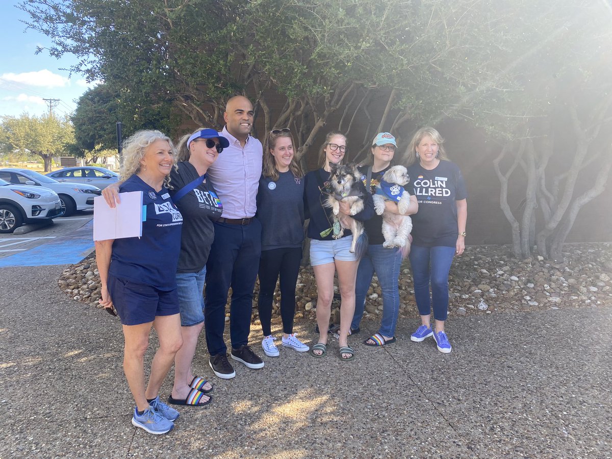 ColinAllredTX's tweet photo. Great to kick off a block walk with @ElvaCurl and @dallasdemocrats this morning! 

We can decide the future we want for Texas and our nation but we have to vote and leave it all on the field over these next 17 days. https://t.co/iRPhX6RUgQ