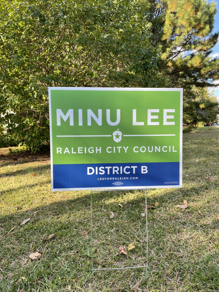 We have yard signs!! DM me or send me an email (Minu@LeeforRaleigh.com) to get a free sign!

#RalPol #RaleighCityCouncil #DistrictB #YardSigns