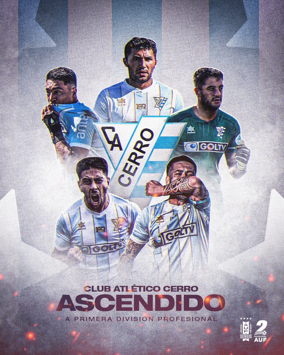 SegundaAUF's tweet image. ⬆️ 𝐀 𝐒 𝐂 𝐄 𝐍 𝐒 𝐎 

⚪️🔵 @CACerro_oficial derrotó 1-0 a @RamplaJuniorsFC en el global y logró el tercer ascenso a @CampeonatoAUF. ¡Felicitaciones!