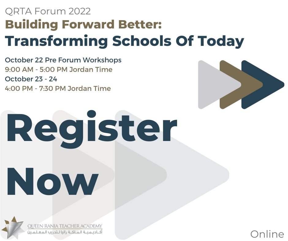 Don't miss the #QRTAFORUM2022 under the theme 'Building Forward Better: Transforming Schools Of Today'. Our Acting Director @ashley_nemiro will be speaking on October 23rd at 4 pm CET on Fostering Psychosocial Wellbeing through Literacy. Join us: