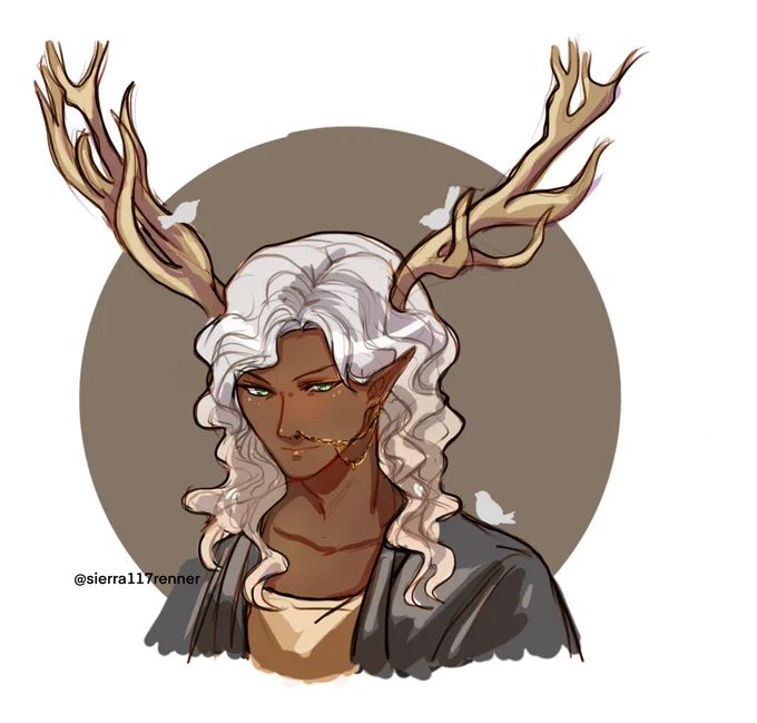 Demon Oc done  thank you for participating  and with the antlers it gives more a nature spirit feeling xd lets imagine is a demon that lives in the forest  #oc  