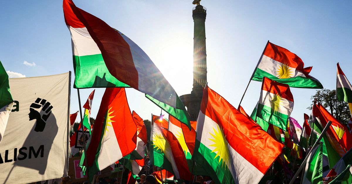 Reuters's tweet photo. Tens of thousands march in Berlin in support of Iran protests https://t.co/0hk2OFVw53 https://t.co/qA6L21SWxe