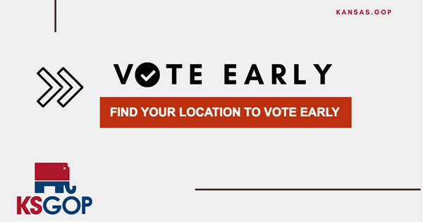 Find your early voting🗳️ location online with this new site from the Kansas Republican Party. Vote Early. Vote Republican!
➡️ earlyvoteks.com