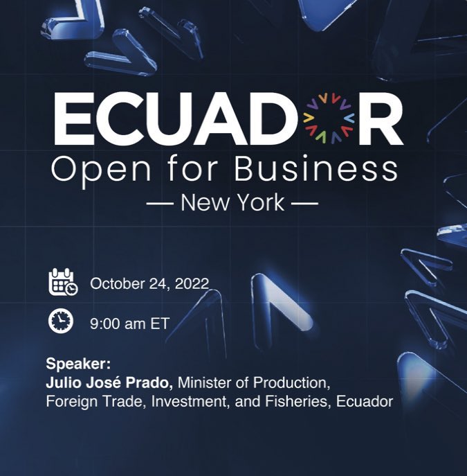 ¡Más Inversión💲 = Más empleo👷🏽!

Por eso nos preparamos para el desarrollo del Ecuador Open for Business🇪🇨 edición Nueva York 🇺🇸🗽 

Este lunes, 150 empresarios estadounidenses conocerán de cerca el portafolio de proyectos de nuestro país🤝. 

🔗ecuadoropenforbusiness.com

 <a href="/ASCOA/">Americas Society/Council of the Americas</a>