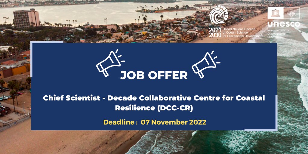 📢 JOB OFFER 📃🧐 The University of Bologna is seeking a Chief Scientist to directly supervise scientific & operational tasks related to the Decade Collaborative Centre for Coastal Resilience (DCC-CR).📲 bit.ly/3VREC11 👉bit.ly/3TuqObo