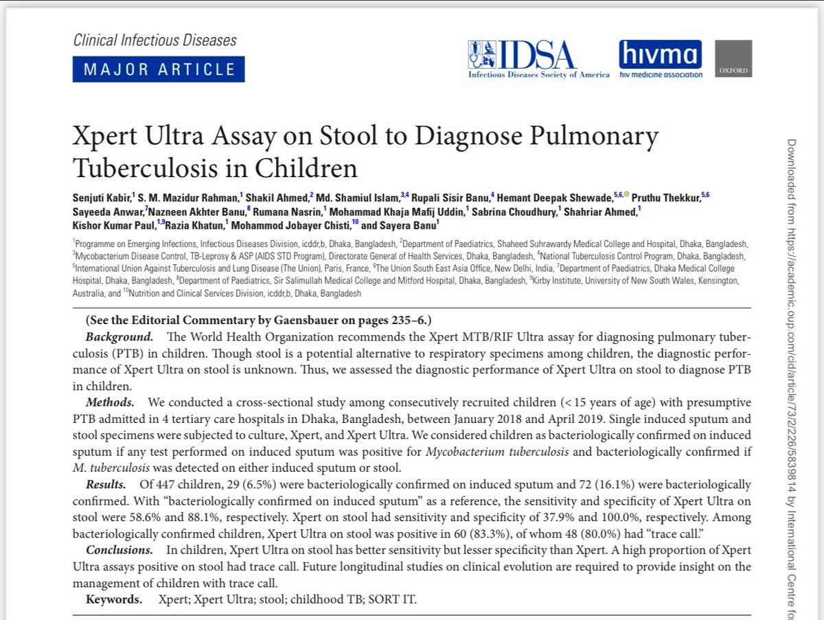 Another evidence that stool as an alternative sample to diagnose TB in children works! Improving TB detection children is critical to reduce underdiagnosis. Glad to learn the amazing work in 🇧🇩on improving childhood TB dignosis. #endTB #WHO