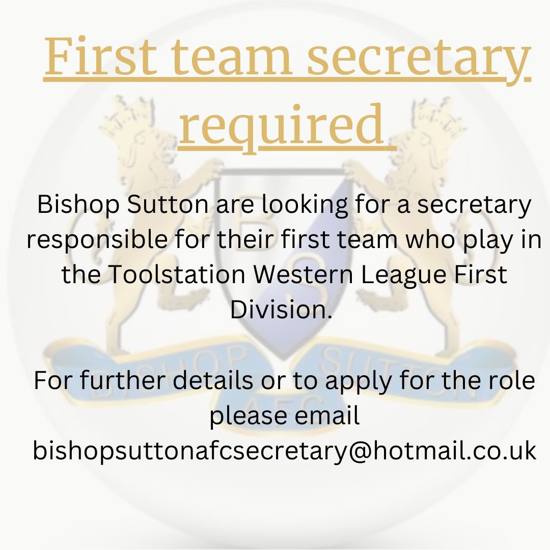 BishopSuttonAFC's tweet photo. 🚨First team secretary required 🚨 https://t.co/B9RcUwwvA3