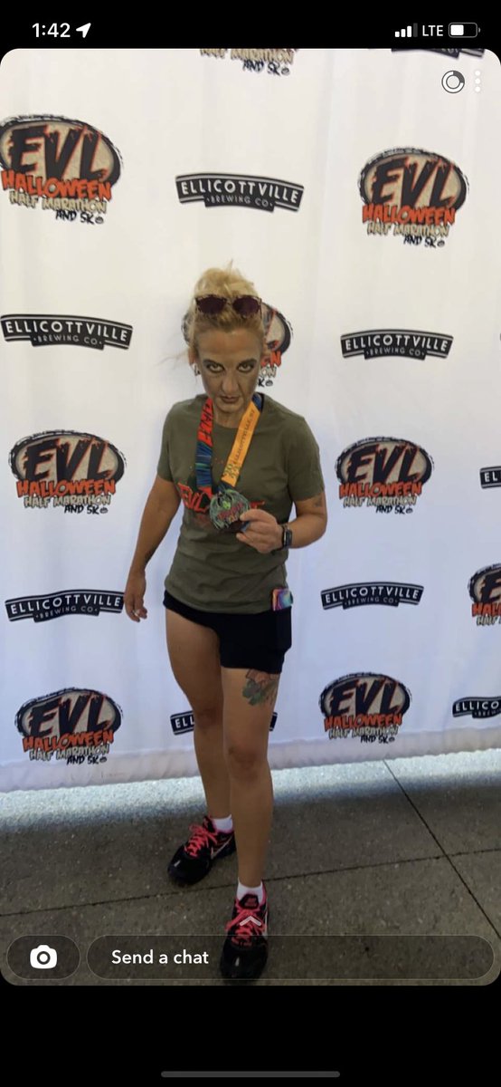AJBloom2pnt0's tweet photo. Not to brag, but we just won most terrifying costume. So glad to be done! #EVLHalf https://t.co/JC6WVILejJ