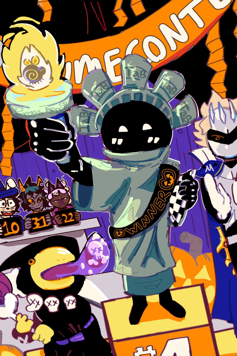 lakedotjpeg's tweet photo. aaaand here’s my piece for the @hsanthologies trickster treats zine !!!!!!!! the mayor won the costume contest and we’re all so, so proud of him 
#homestuck https://t.co/ACIlY3B2Cb