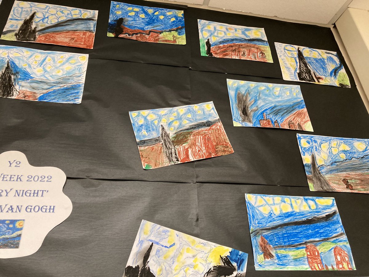 MrsBonneyRBL's tweet photo. Well done to year 2 for a great first half term! We created some wonderful Starry Night pictures during art week and have written some great Troll Swap stories. Well done to everyone! 👏👏👏 https://t.co/byCHKbPVOc