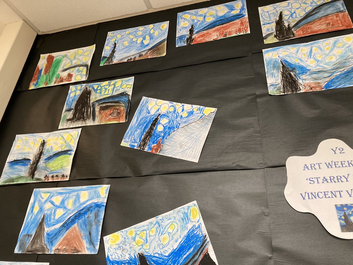 MrsBonneyRBL's tweet photo. Well done to year 2 for a great first half term! We created some wonderful Starry Night pictures during art week and have written some great Troll Swap stories. Well done to everyone! 👏👏👏 https://t.co/byCHKbPVOc