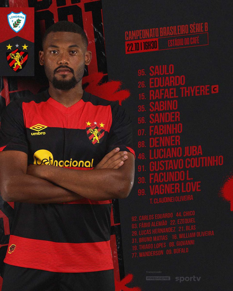 Sport Club do Recife on X: LEÃO ESCALADO! 🦁📝 #SPTxSER #LeãoNoNordestão   / X