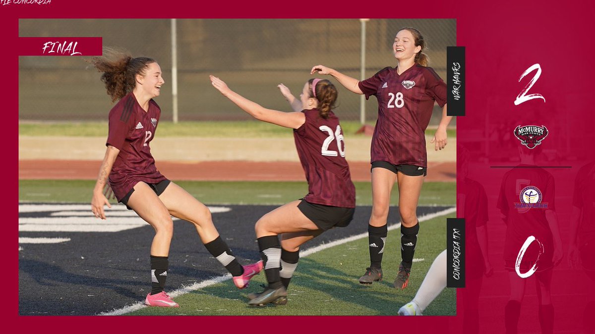 mcmsports's tweet photo. ⚽️ AND THE ASC STANDINGS TIGHTEN AT THE TOP - @McMurryWSoccer blanks Concordia 2-0 #AlaCumba https://t.co/7yviz6FQeA