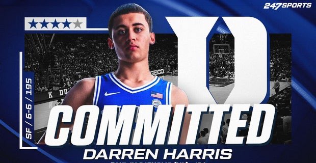 NEWS: Darren Harris (@darrenwh11), the No. 45 overall prospect in the 2024 class, has committed to the Duke Blue Devils, he tells @247Sports. STORY: 247sports.com/college/basket…