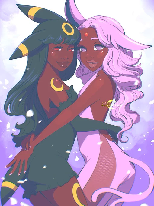 Umbreon &amp; Espeon for #Blacktober no.22  