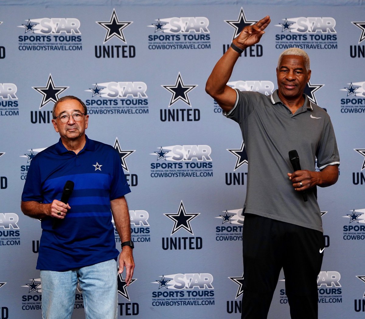 StarSportsTours's tweet photo. Everson Walls &amp; Mickey Spagnola starting off our meet &amp; greet with a Q&amp;A! Get all of your questions in before the players come out! 

#DETvsDAL
#DallasCowboys  #CowboysNation #CowboysTravel #WeDemBoyz #onlyatSST https://t.co/fFcOkBIDdB