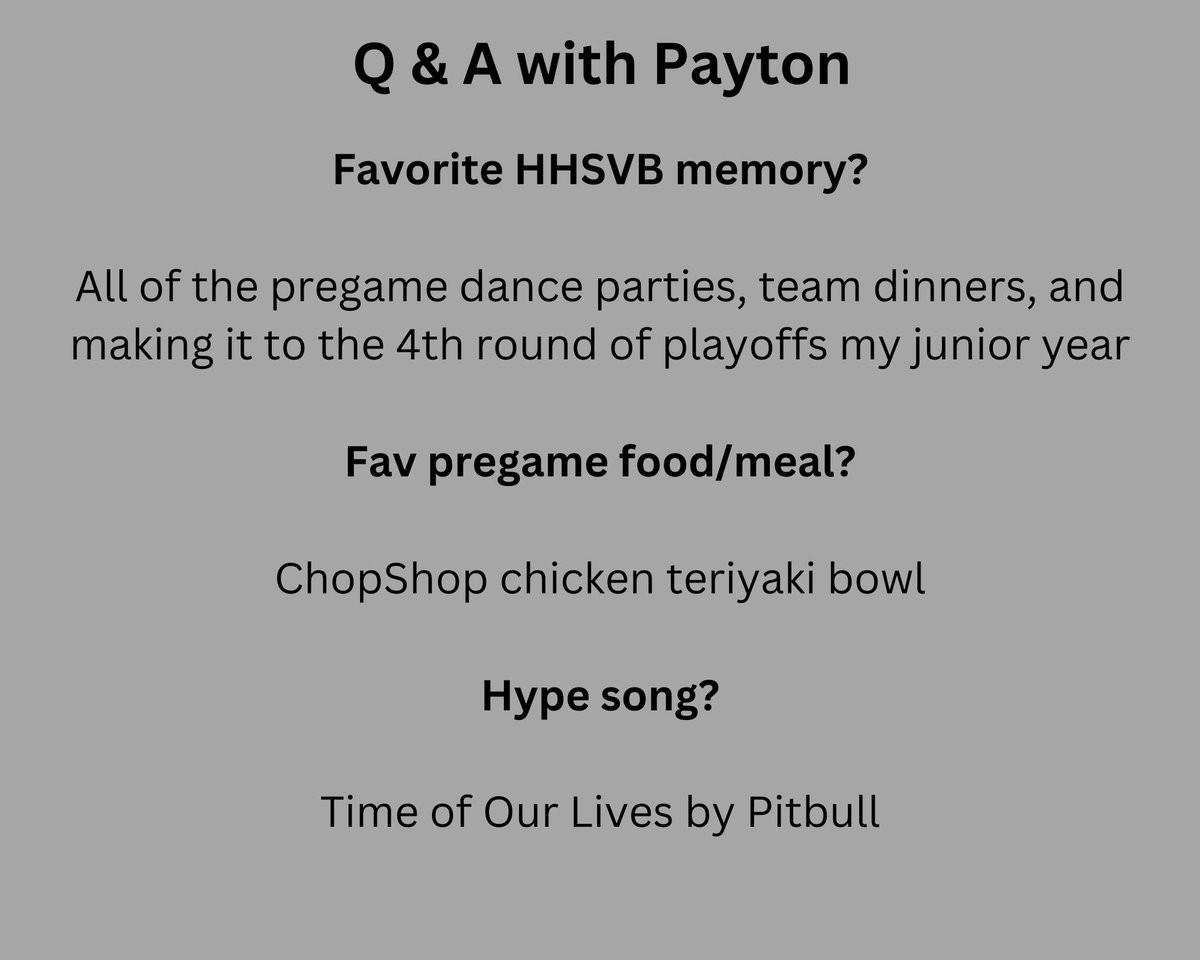 HHSVB's tweet photo. ✨SENIOR SPOTLIGHT✨
Payton Gissler - #14
Tuesday 10/25 is Senior Night and our last game of the season.
HAWK FANS…Please join us as we honor our 5 amazing seniors & help cheer us on to a win over Lewisville.
#hhsvb #hpnd #gohawks #seniorspotlight #classof2023 https://t.co/UkoA8F6BC0