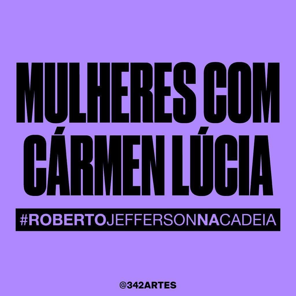Estamos chocadas com o episódio de violência política sofrida pela Ministra Cármem Lúcia. O vídeo que Roberto Jefferson publicou ontem é criminoso e uma ofensa a todas as mulheres do Brasil. 
Vamos demonstrar nossa sororidade e revolta, pedimos para que quem puder,poste esse card
