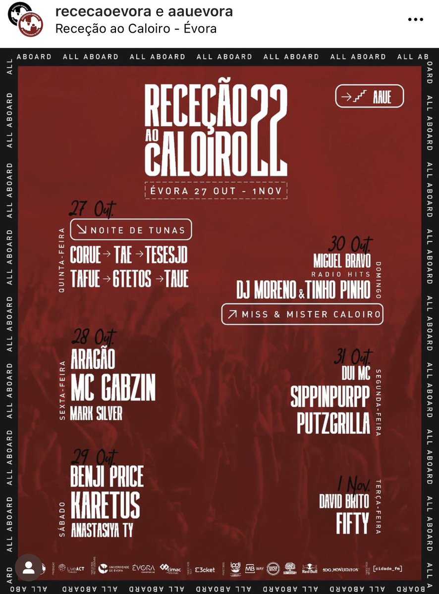 BIG NEW'S. Dia 31 estamos na Receção ao Caloiro de Évora ‼️‼️ Preparam-se porque vai ser rijo 💨💨