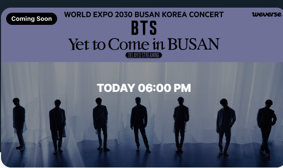 Ceci_OT7's tweet photo. Are you ready? 6:00 p.m. Pacific for me. I love the early morning hours but I am happy it won't be another sleep all day the next day event.😅
#YetToCome_on_Weverse #DelayedStreaming https://t.co/0J0nO0pWJX