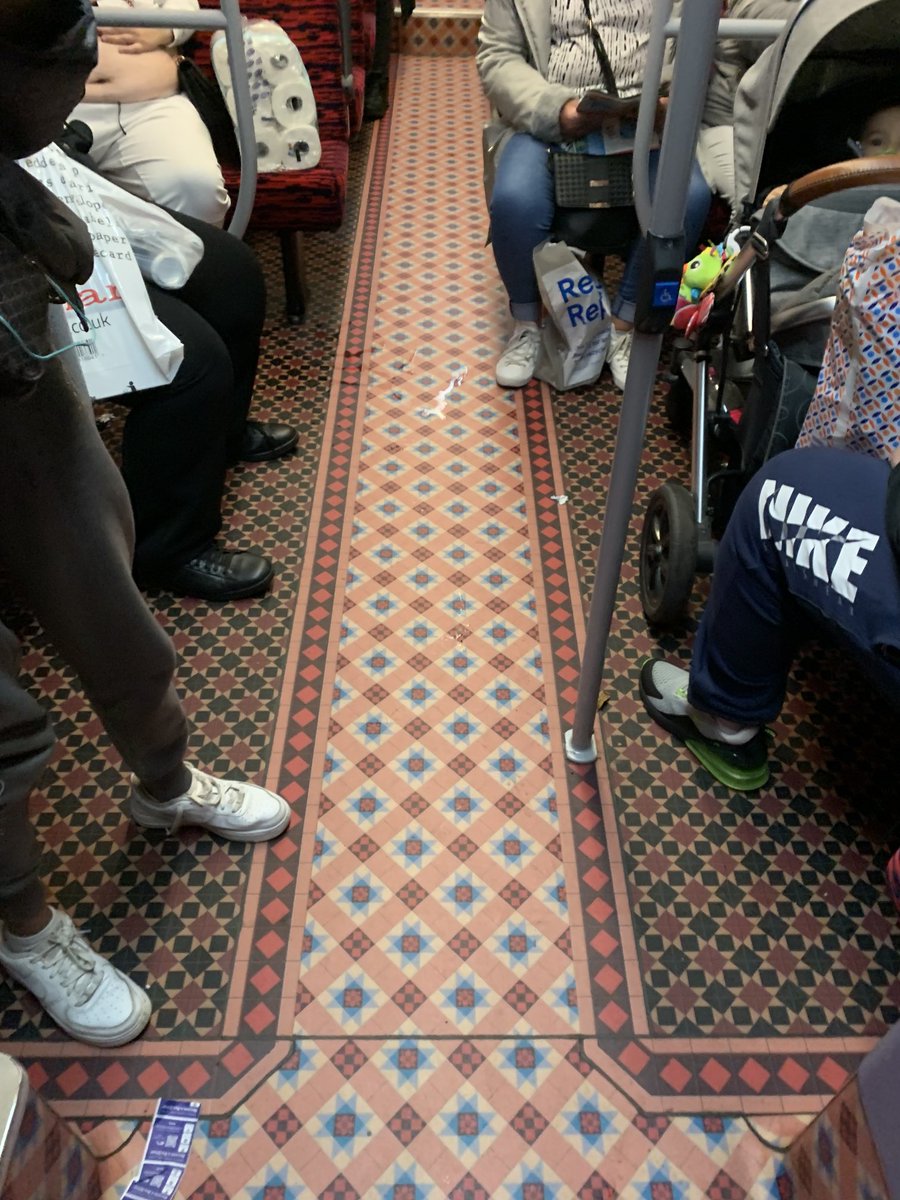 OSaumarezSmith's tweet photo. Taken with the Victorian Minton floor tiles theme of this Potteries bus. https://t.co/836d9B0959