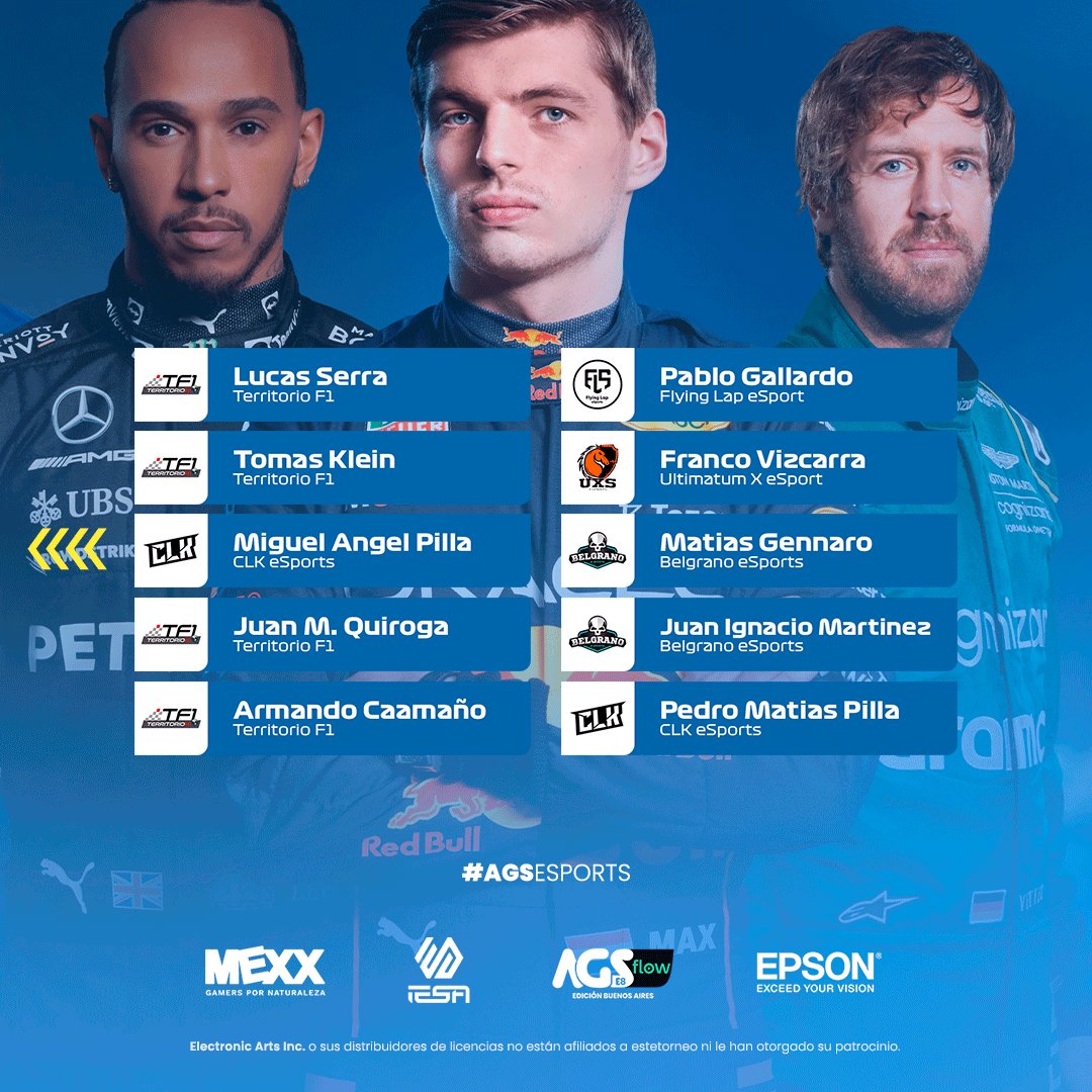 👥 Los pilotos de #AGSEsports

Estos son los 20 clasificados a disputar las carreras del día Domingo. 

#EpsonArgentina <a href="/MexxplayOK/">MEXX PLAY</a>