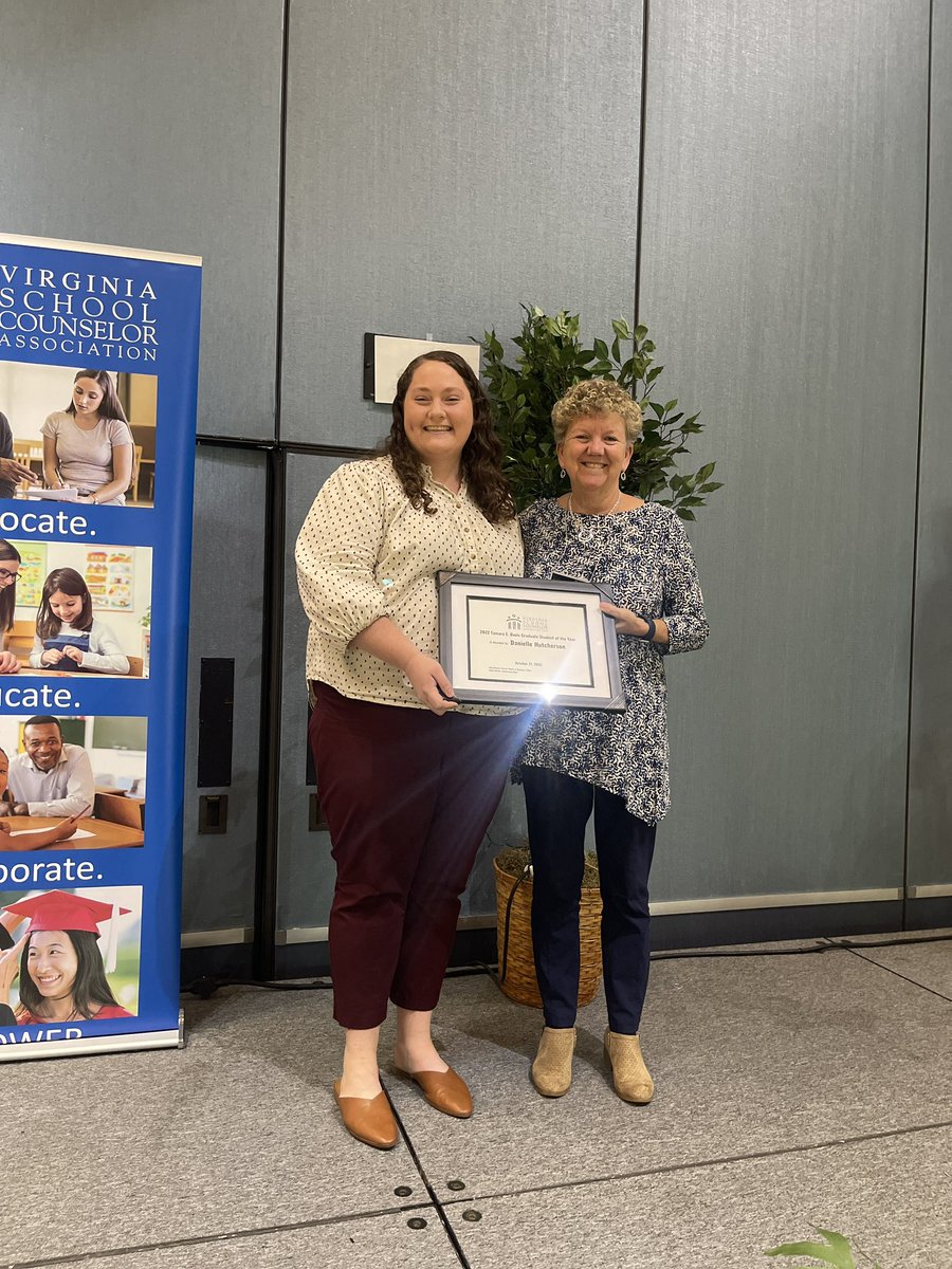 🥇 At our reception, we recognized our Elementary SCOY: Holly Guelig, Henrico County Schools
Secondary SCOY: Christina Tillery, Henrico County Schools.
Tamara E. Davis Graduate Student of the Year: Danielle Hutcherson, University of Virginia. #vsca22 #vaisforschoolcounselors