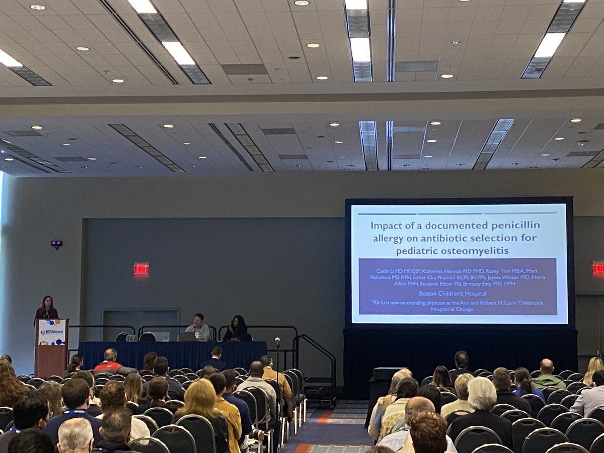 Strong work @CaitlinNLi! Shout out to the excellent moderators @JoshHerigon and @i_jsmiles #IDweek2022 @BCHPedsID @LuriePedsID