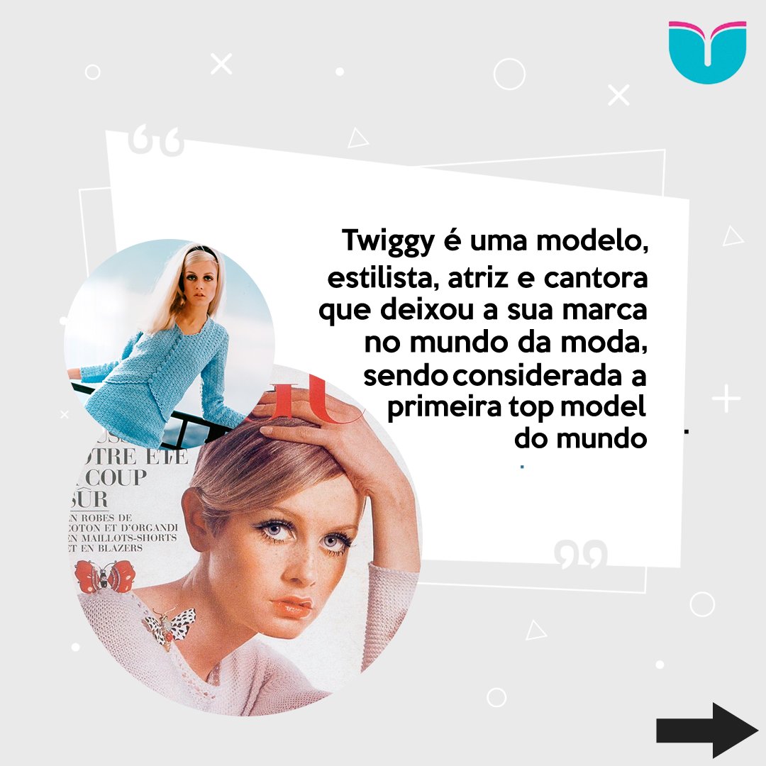 upmoda's tweet image. Nascida Lesley Hornby, no norte de Londres ( Inglaterra ) em 19 de setembro de 1949, a garota conhecida como Twiggy ( graveto em inglês ), marcou a geração da década de 60. Twiggy , aliás, é considerada a primeira top model do mundo. #moda #upmoda #ModeloftheMonth #modelos