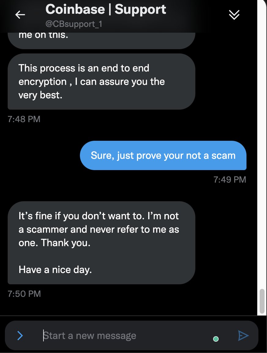 ASLANTechIoT's tweet photo. Hey, @coinbase @CoinbaseSupport this doesn't fill me with confidence...smells like a scam when the scammer asks you to connect your wallet but can't give you any proof he's not a scammer 🤔 #Coinbase #Coinbasefail #coinbasescam https://t.co/IKE2YVdgiw