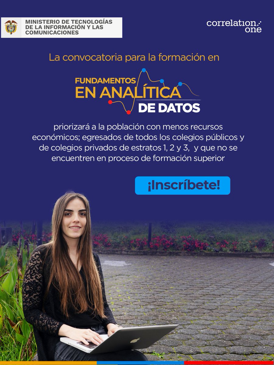 ¿Ya conoces la convocatoria Fundamentos en 🖥️#AnalíticaDeDatos, la cual busca que más colombianas accedan a formación tecnológica para reducir la brecha de género en las ciencias de la computación?🎒🎓

¡Conoce todos los detalles e inscríbete! 📲bit.ly/Analiticadedat…