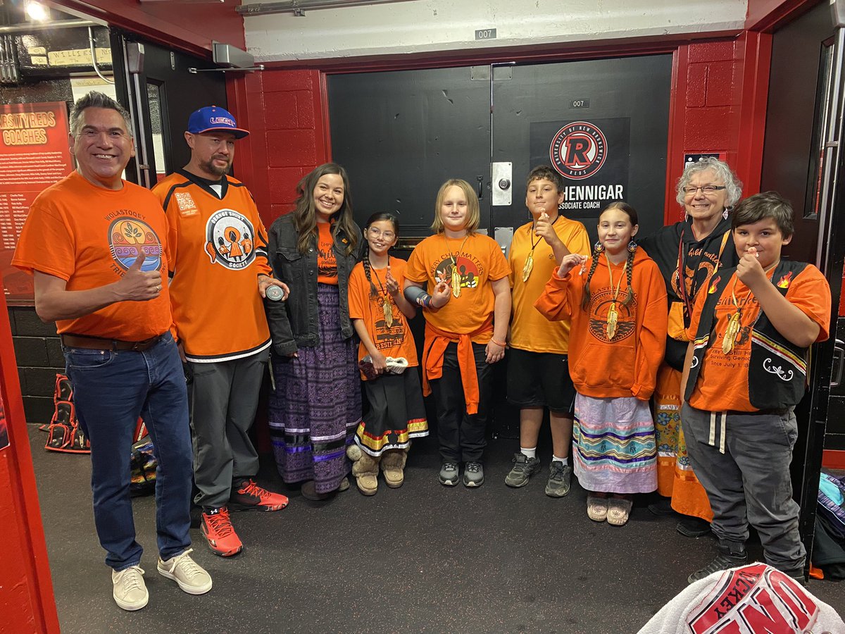 Woliwon <a href="/UNBAthletics/">UNB REDS</a> for acknowledging EVERY CHILD MATTERS with special guest Jeremy Wabstad &amp; Youth from CHSMES <a href="/askomiw150/">Imelda Perley</a> #Fredericton