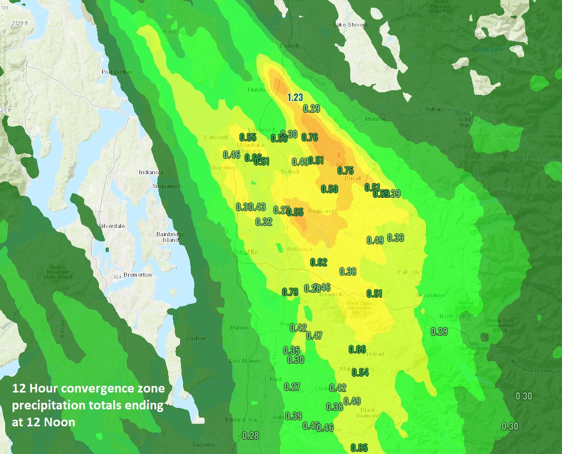 NWSSeattle's tweet photo. The convergence zone came "Alive" &amp; did "Release" a healthy dose of rain this A.M. all at "Once". Many were not "Alone" in getting a 1/4"+. An "Even Flow" in the atmosphere around Vancouver Is. was the culprit. We're not in the "Black" on precip. yet, but we can "Breathe" now.🎸 https://t.co/ziM55tSAIA