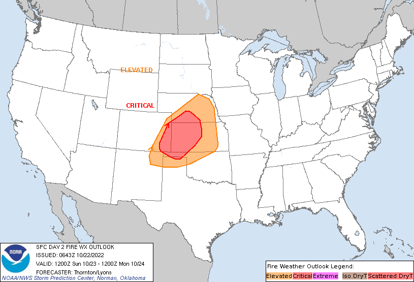 LimWeather's tweet photo. D2 #SPC #FireWX updated outlook:
#Critical risk in parts of #Texas, #Kansas, #Oklahoma, #Nebraska, #Colorado, #NewMexico esp #KearneyNE, #LiberalKS, #GardenCityKS, #DodgeCityKS, #McCookNE, #GoodlandKS cities
#USwx #Wxtwitter #TXwx #KSwx #OKwx #NMwx #COwx #NEwx https://t.co/rDUCf9gZmQ