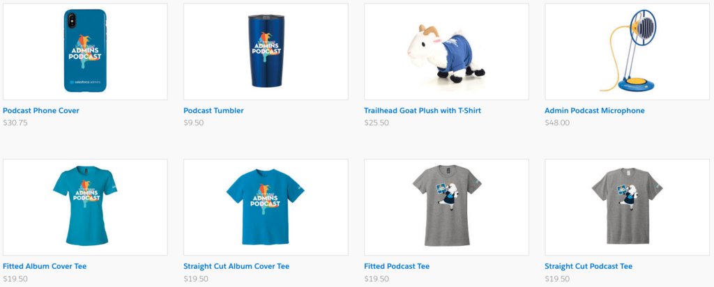 Fan of the <a href="/SalesforceAdmns/">Salesforce Admins</a> Pod? Be sure to check out the #AwesomeAdmin swag in the Trailhead store! 
trailheadstoreamer.com/productlist.as…
🎙🐐 🎧 👍