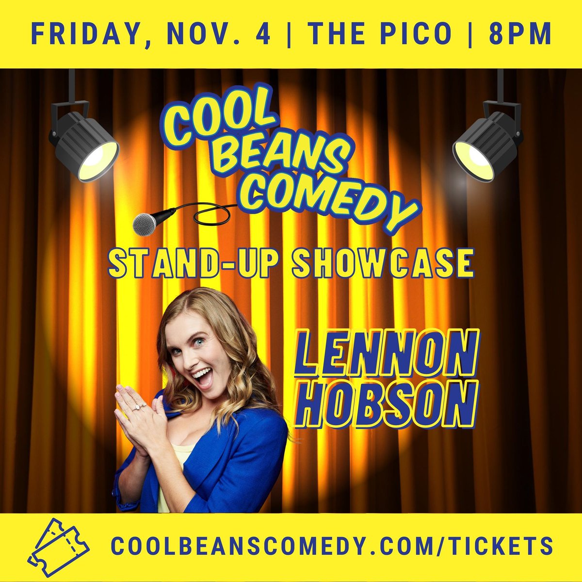 Fri Nov 4th 8pm at the Pico Playhouse in LA!!! New set new laughs! Come laugh at me! Get your Tix at: coolbeanscomedy.com/tickets