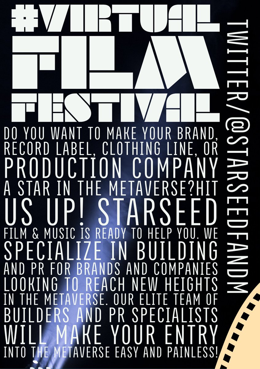 StarseedFandM's tweet photo. 🛸Hire Starseed Film &amp; Music today to successfully bring your company into the metaverse!😎🎮 #VirtualFilmFestival #metaverse #web3 #film3 #nft #branding #VR https://t.co/hdJvg2f4A7