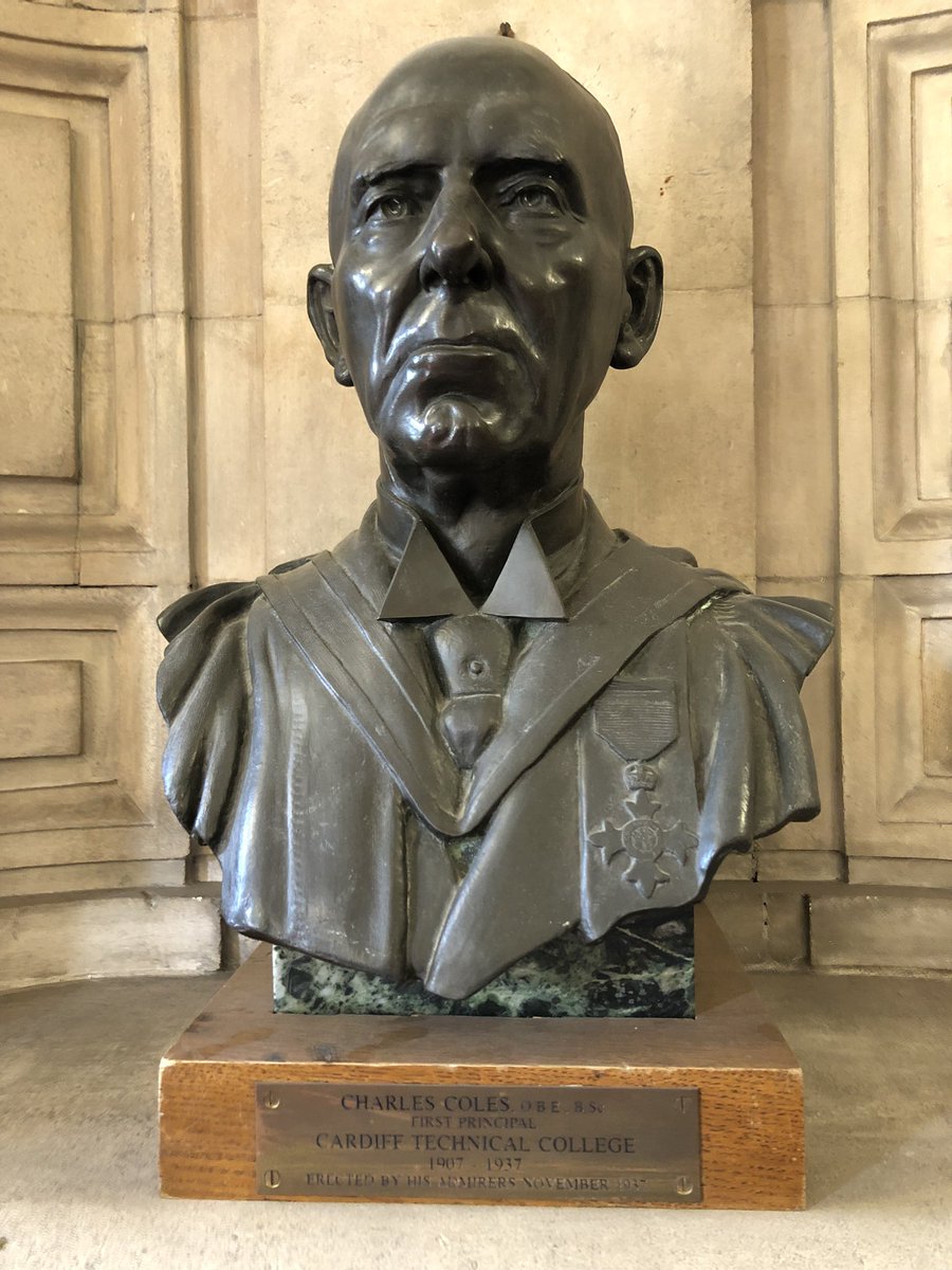 DrSALynch's tweet photo. A bit of history… and a song. I noticed this bust that I thought would interest @telescoper : Charles Coles, 1st Principal of Cardiff Technical College, predecessor of @cardiffuni . Curious, I searched online &amp; found this item on eBay which I bought. Thoughts @cardiffunimusic ? https://t.co/GaeULcxAoE