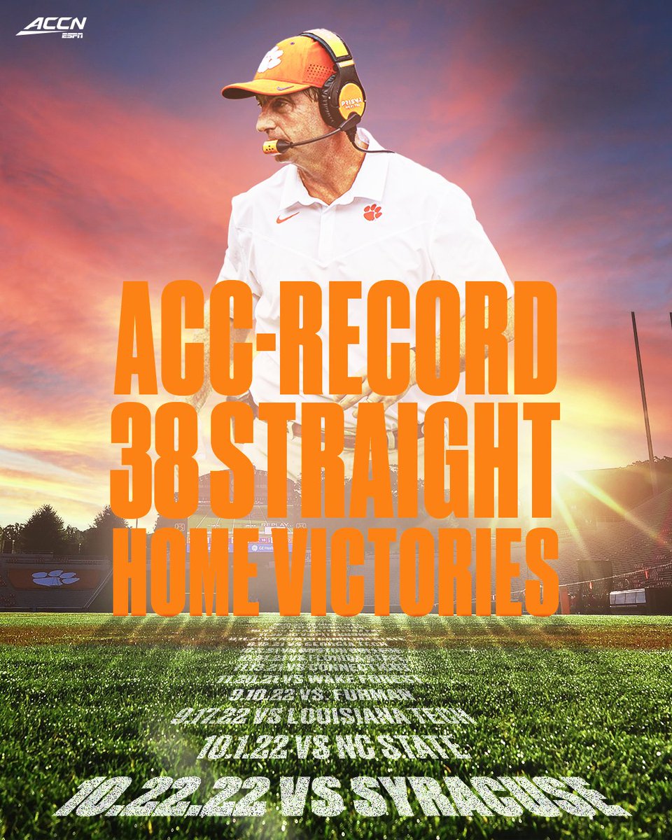 accnetwork's tweet photo. ACC HISTORY 🐅

@ClemsonFB hasn’t lost in Death Valley since 2016 🤯 https://t.co/9pgxycymZa