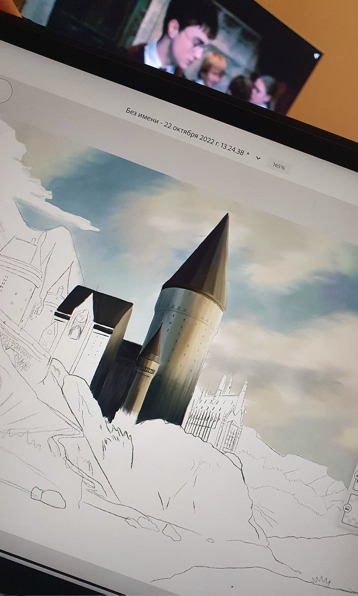 sgriss91's tweet photo. Last night I decided to watch Harry Potter again and was inspired to create a drawing on this topic. 
Now I'm in the process of drawing Hogwarts School💫 https://t.co/xOP3cl9r4O