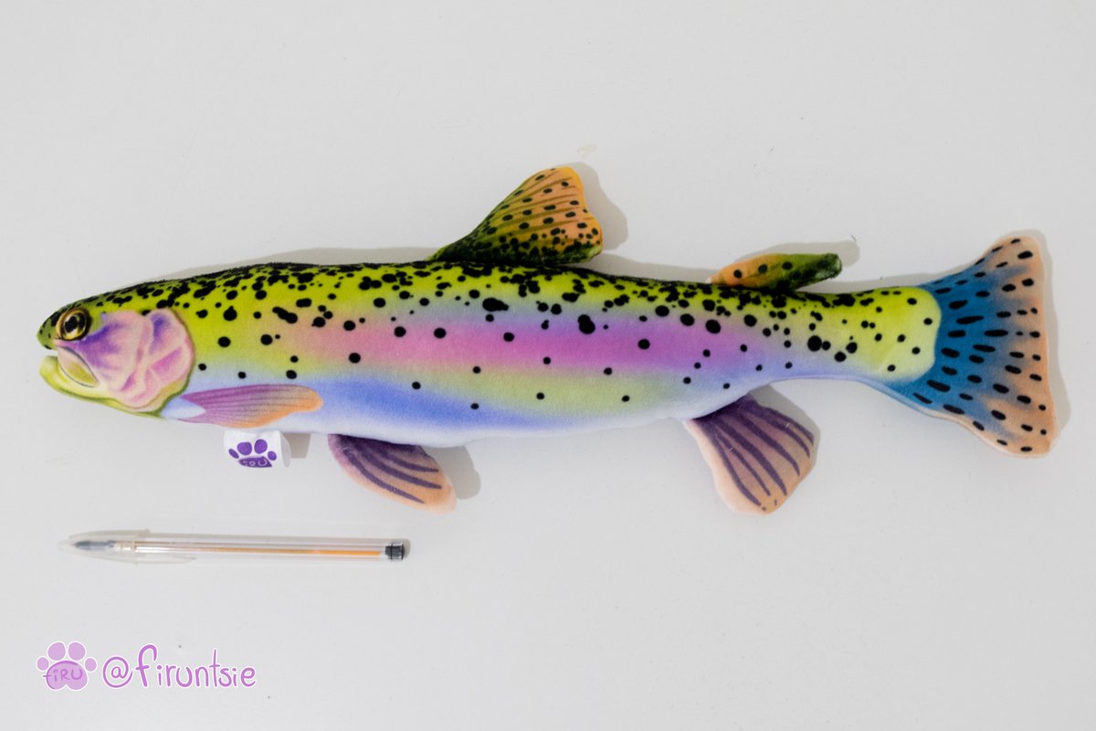 firuntsie's tweet photo. 💜Trout Plushies!💜
Sublimated soft fleece fabric fish, 40 x 13 cm filled with super huggable silicone fleece✨
.
.
#Furry #furryprop #plushies #furryart https://t.co/Xw3BinMkuU