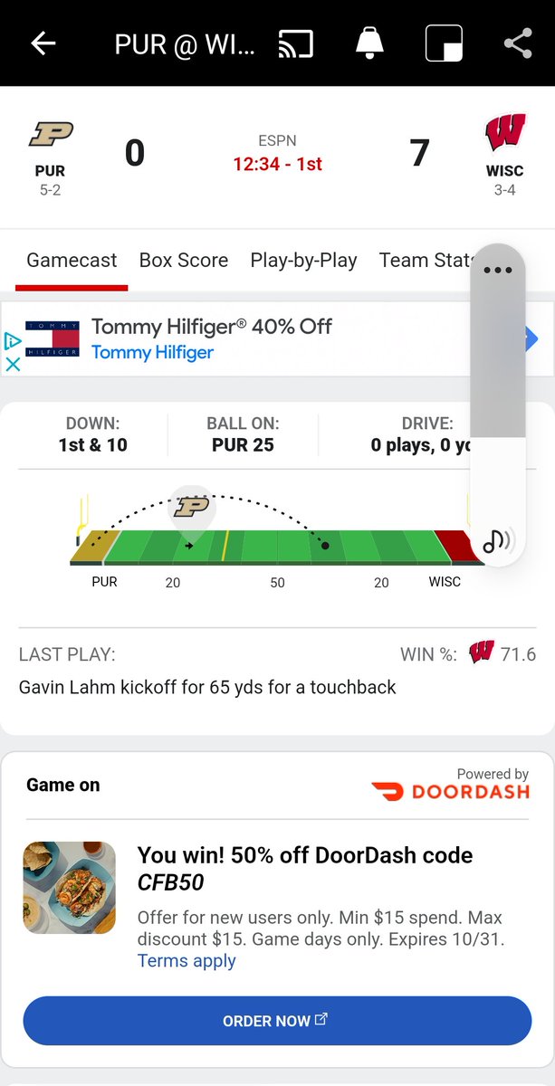 CarrieKendrick3's tweet photo. No WATCH button. Missed the opening drive. https://t.co/7DIDkHpPcW