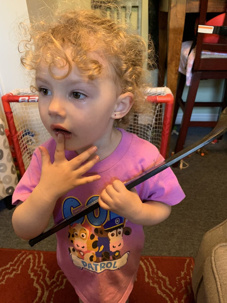 TBird_67's tweet image. @burnsieoriginal @PizzaGirl902 She crashed into the sofa. A little blood and a fat lip. Timeout. Repairs. Game on! 🏒🥅🇨🇦👍 #MiniSticks