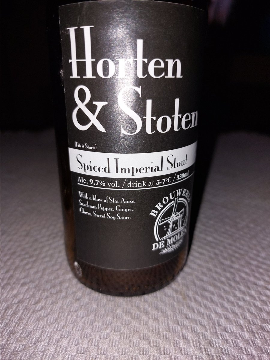BenschopElroy's tweet photo. #Stouttime a Horten & Stoten 9,7%๐ป๐ณ๐ฑ from @molenbier #stout spicy #beer complex flavors ginger anise peppers clove fantastic aftertaste ๐๐ Happy Stouturday #beerlovers #craftbeer #DutchCraft #bier #ale #cerveza #beergeek #cheers https://t.co/Xp6oNDe0g9
