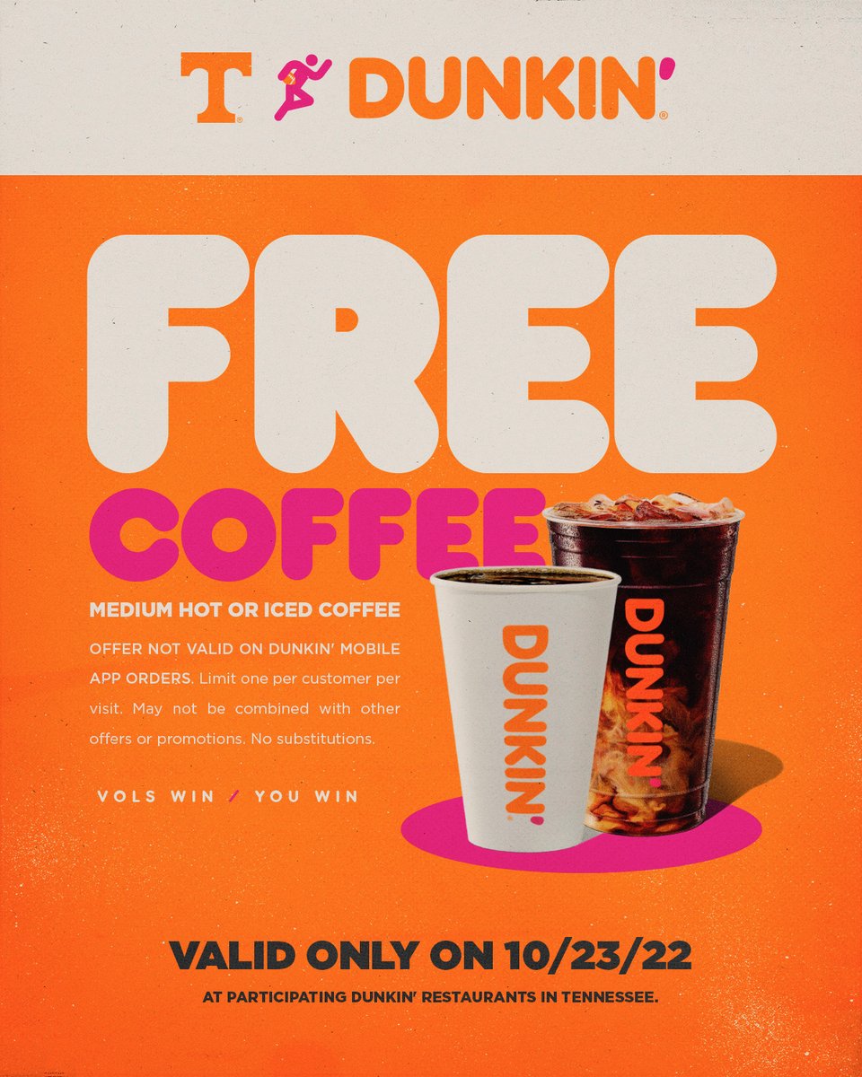 More free coffee just for you. @dunkindonuts Redeem coupon » 1tn.co/3f1vgiB