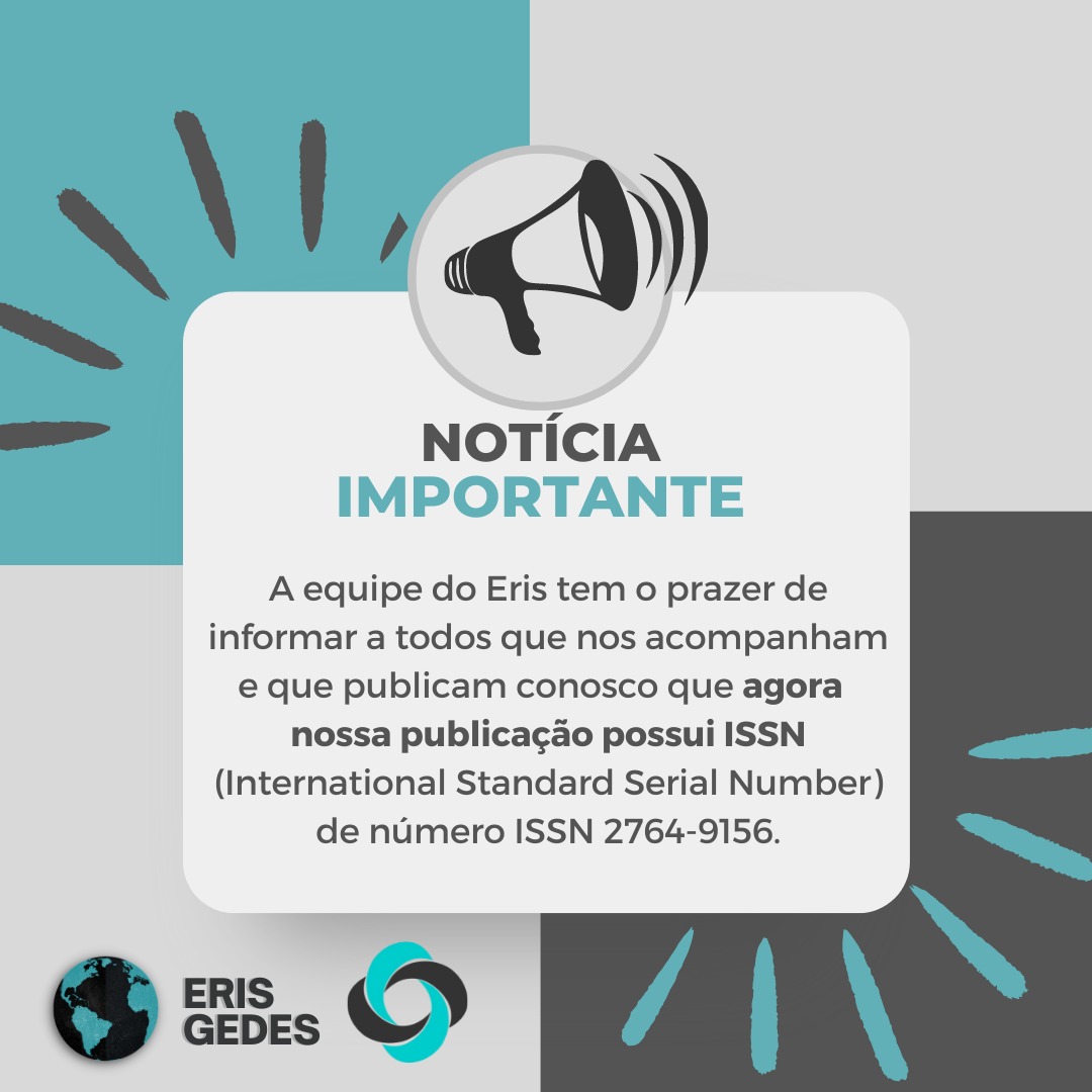 erisgedes's tweet photo. Novidade!!

O @erisgedes agora possui ISSN (International Standard Serial Number) 🎉

Com esse código você poderá registrar as suas publicações no Eris em seu currículo lattes. Confira o passo a passo nas imagens a seguir e, caso tenha dúvidas, entre em contato conosco. https://t.co/vlMkvgEJHZ