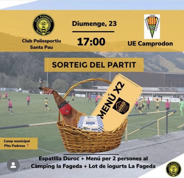 Demà nou partit de lliga al municipal. 
Important sumar els 3 punts. 
Amunt <a href="/CPSantaPau/">C.P. Santa Pau 🎗</a> 🐝🐝🐝