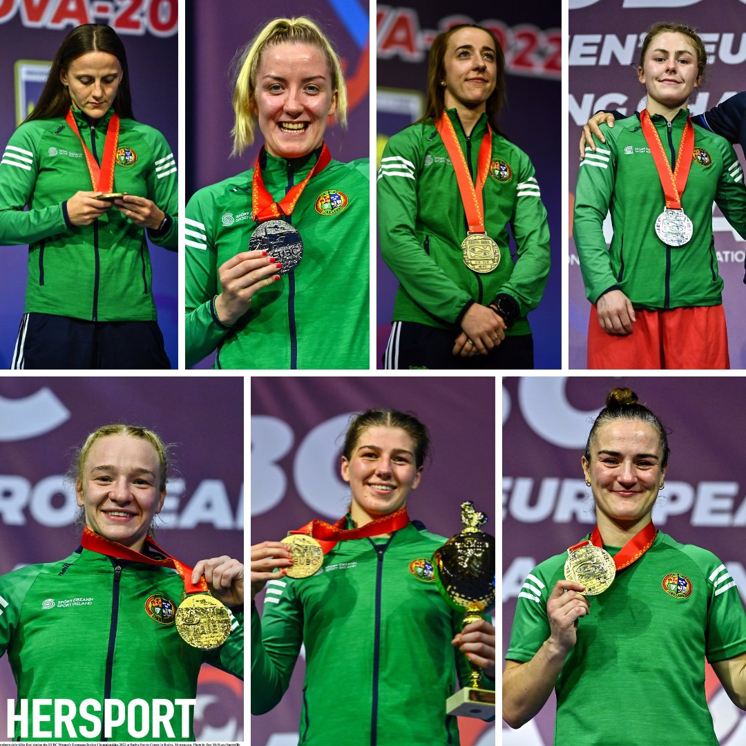 We're not bad at this boxing thing 🇮🇪 Kellie Harrington, Amy Broadhurst & Aoife O’Rourke bring home GOLD from the European Boxing Championships while Caitlin Fryers & Christina Desmond picked up SILVER. Shannon Sweeney and Michaela Walsh earned Ireland BRONZE. 👏🏽 historic.
