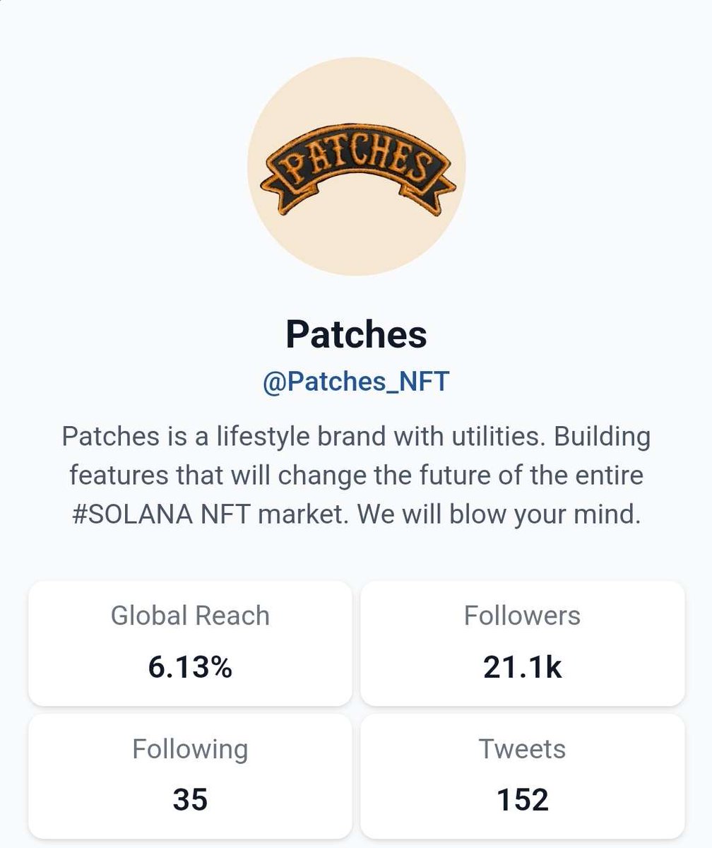🔥Patches MEGA Follow🔥

#PatchesNFT community stands STRONG and is consistently growing within the Solana EcoSystem. So we've put together a Patches Mega Follows post to connect our #PatchesFAM
 👥🥰

👇DROP your Patches NFT below and the #PatchesFam will FOLLOW ALL PATCHES👇