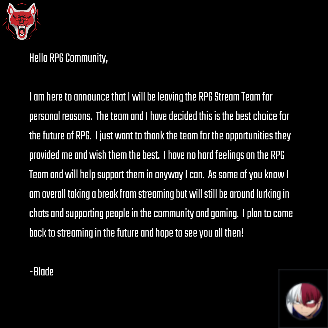 RisingPhoenixG_'s tweet photo. The latest from #TeamRPG We would like to thank @bladesarcade_ for everything he has done for the team and wish him well! https://t.co/g0VluJ8g8V